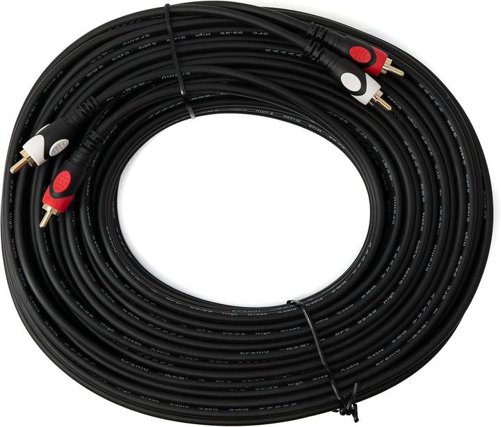System-S Cinch 2 RCA Kabel 20 m Stecker zu Stecker Stereo AV Adapter in Schwarz