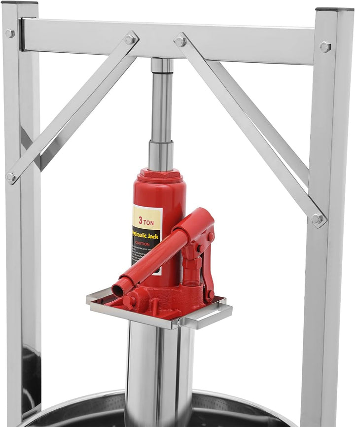 Hydraulische Obstpresse 36L | Edelstahl Weinpresse mit Wagenheber Silber | Edelstahl 304, 36L Fassun