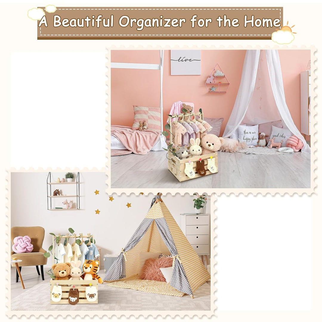 Babyshower-Kiste aus Holz mit Kleiderbügeln, Mond und Sternen – Personalisierte Geschenkbox für werd
