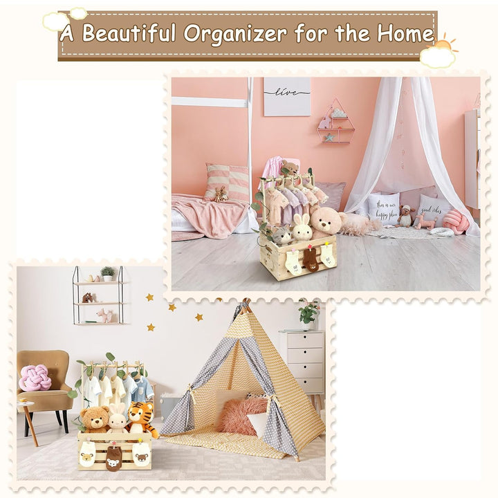 Babyshower-Kiste aus Holz mit Kleiderbügeln, Mond und Sternen – Personalisierte Geschenkbox für werd