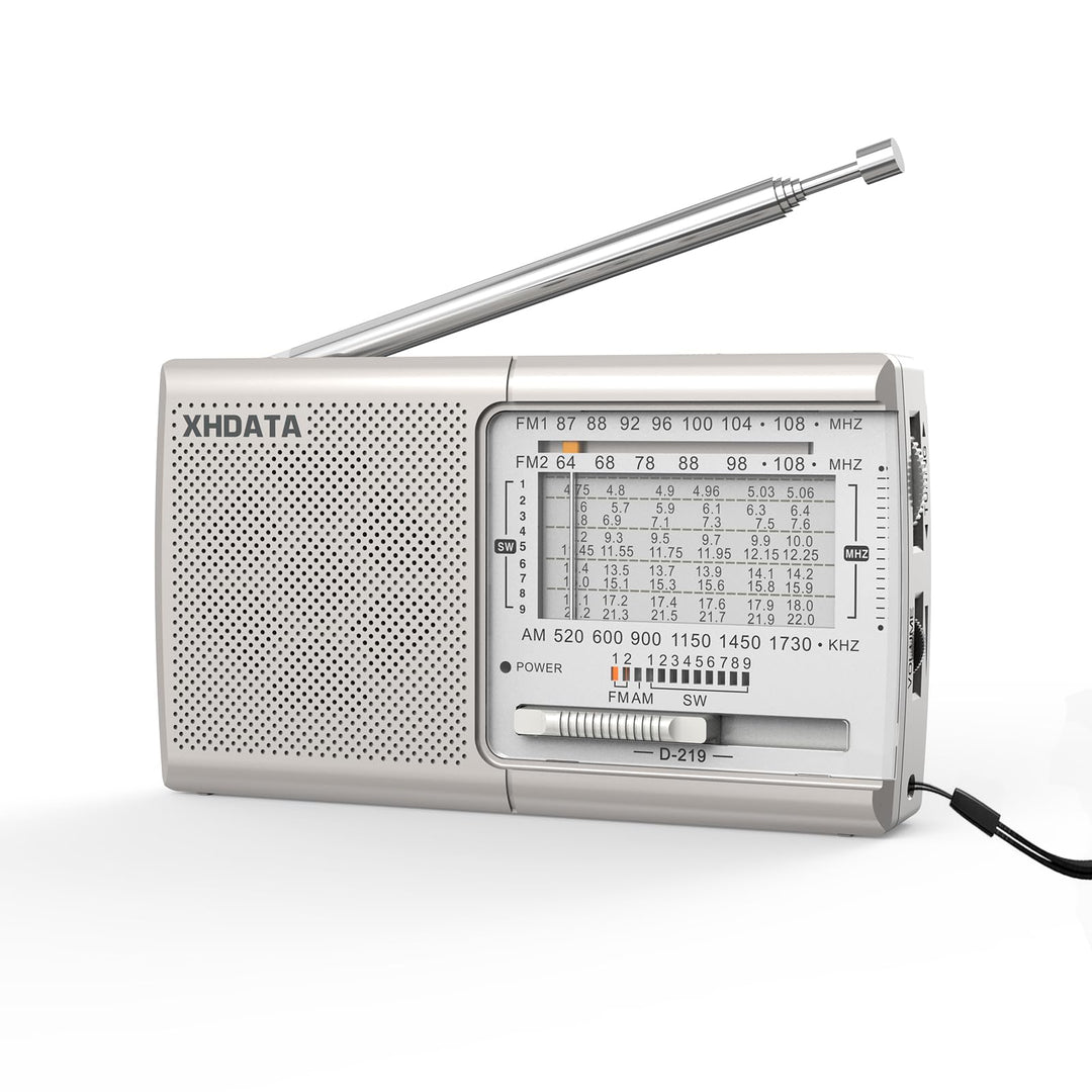 XHDATA D219 Tragbares Radio Retro FM AM SW Radio Batteriebetrieben für Haushalt Outdoor Camping Wand