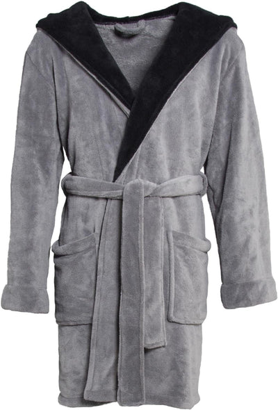 CelinaTex XS-XXXL Bademantel Kapuze zweifarbig kurz aufgesetzte Taschen Damen Mikrofaser Kuschelflee