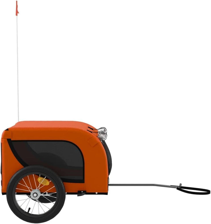vidaXL Fahrradanhänger Hunde Rot und Schwarz Oxford-Gewebe &amp; Eisen Orange 124 x 65 x 66 cm, Orange 1