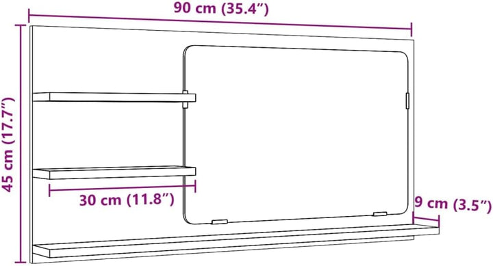 vidaXL Badspiegel, Wandspiegel mit Ablagen, Spiegel Wandmontage für Badezimmer, Hängespiegel Badezim