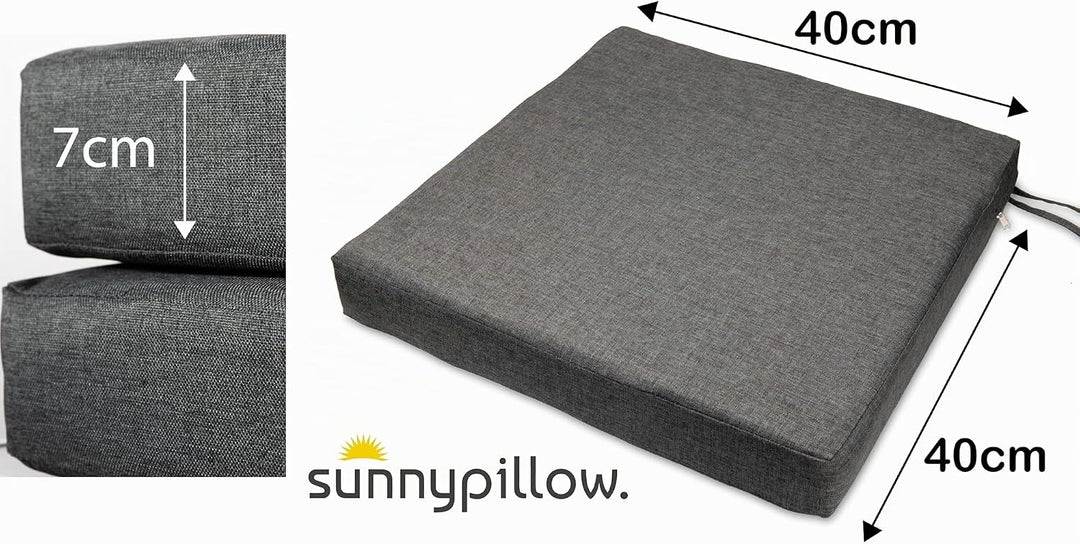 sunnypillow 2er Set Stuhlkissen 40 x 40 cm wasserdicht UV-lichtecht 7cm dick - Outdoor Polsterauflag