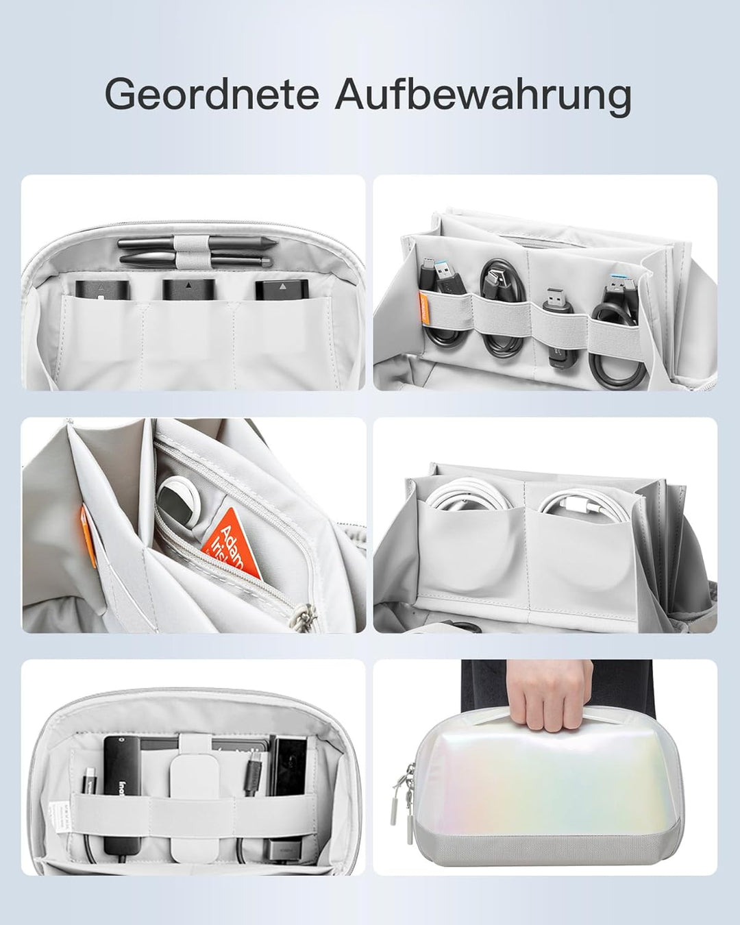 Inateck Elektronik Case, Spritzwassergeschützte Zubehörtasche, Gadget Organizer Tasche, USB Kabel Or