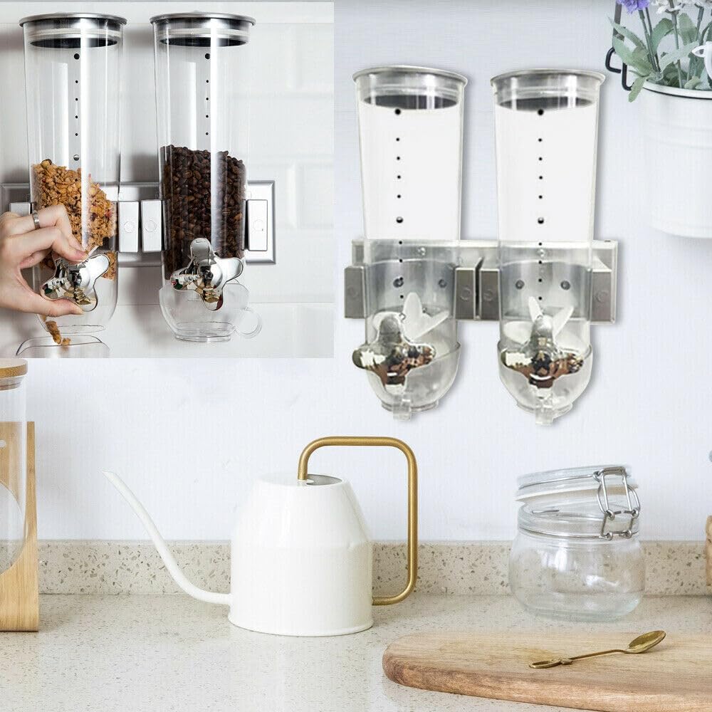 Müslispender, 3L Doppelbonbonspender, 2er-Pack, Müslispender, Wandmontage Cerealienspender Doppelt T