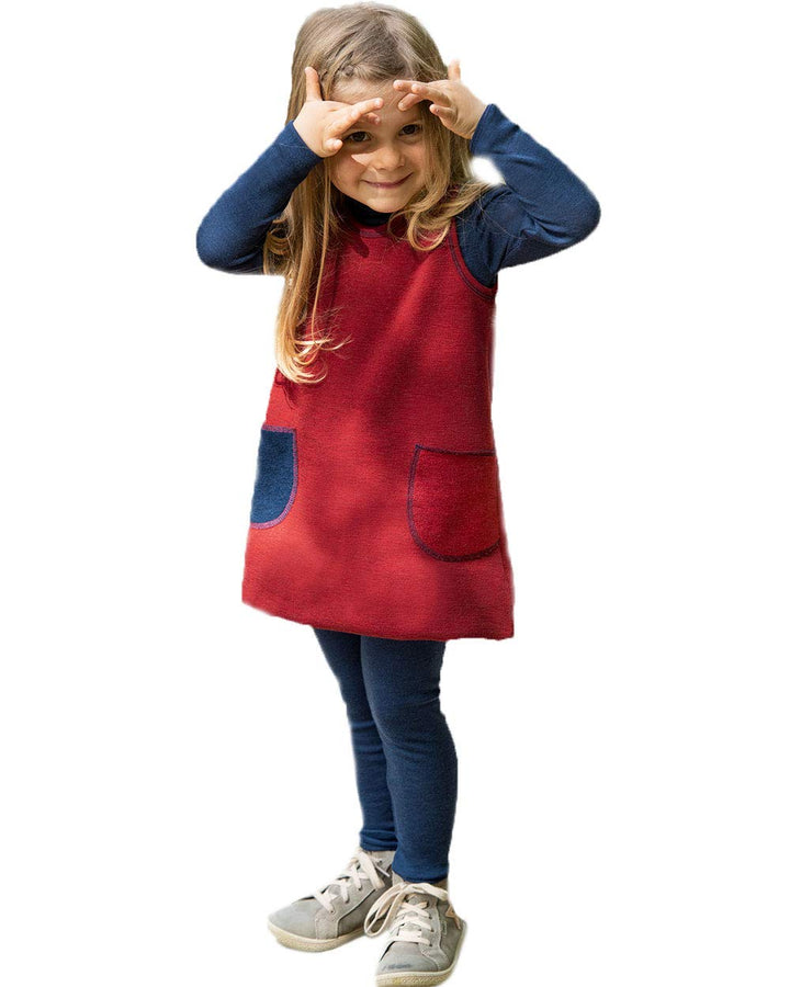 Engel Natur, Frottee Träger Kleid, 100% Wolle (kbT) (98/104, Rot Melange)