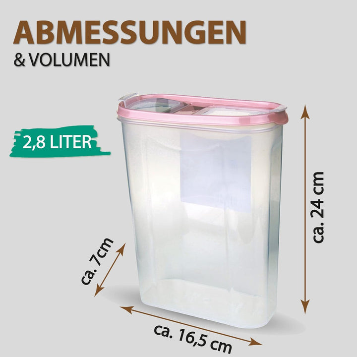 Bestgoodies Vorratsdosen mit Deckel (6er Pack - Altrose) 2,8 Liter, Luftdicht Schüttdose BPA frei le