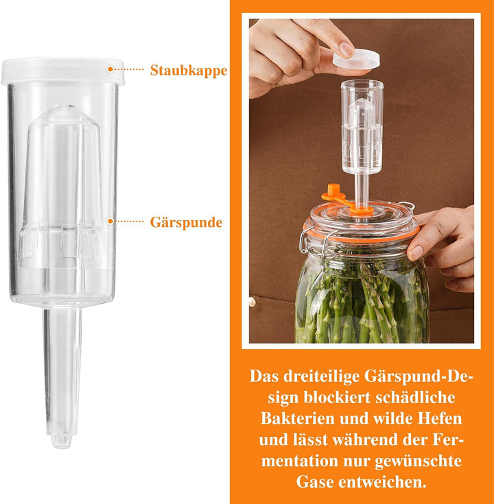 2L Fermentierglas, Fermentationsglas mit Gärventi &amp; Gewicht, Gärglas für Sauerkraut, Kimchi, Kombuch