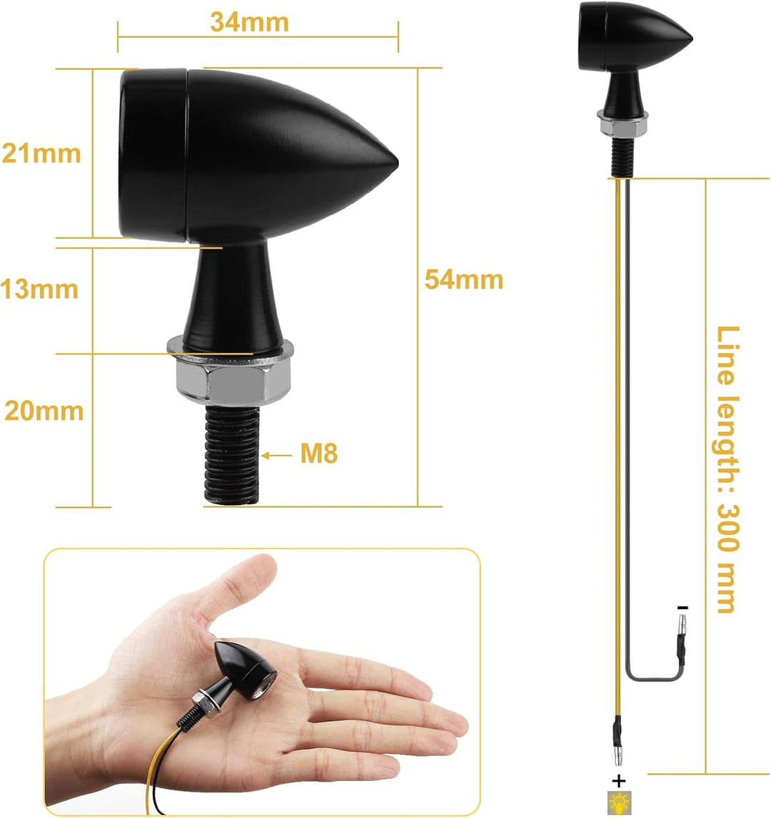 2 x Metall Motorrad LED Blinker 12V LED Universal Motorrad Blinker Universal für die meisten Motorrä