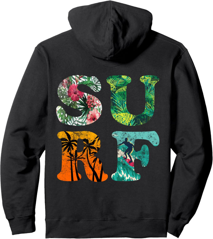 Retro Surfing Vintage Surf Tropical Hawaii Surfer Love Waves Pullover Hoodie