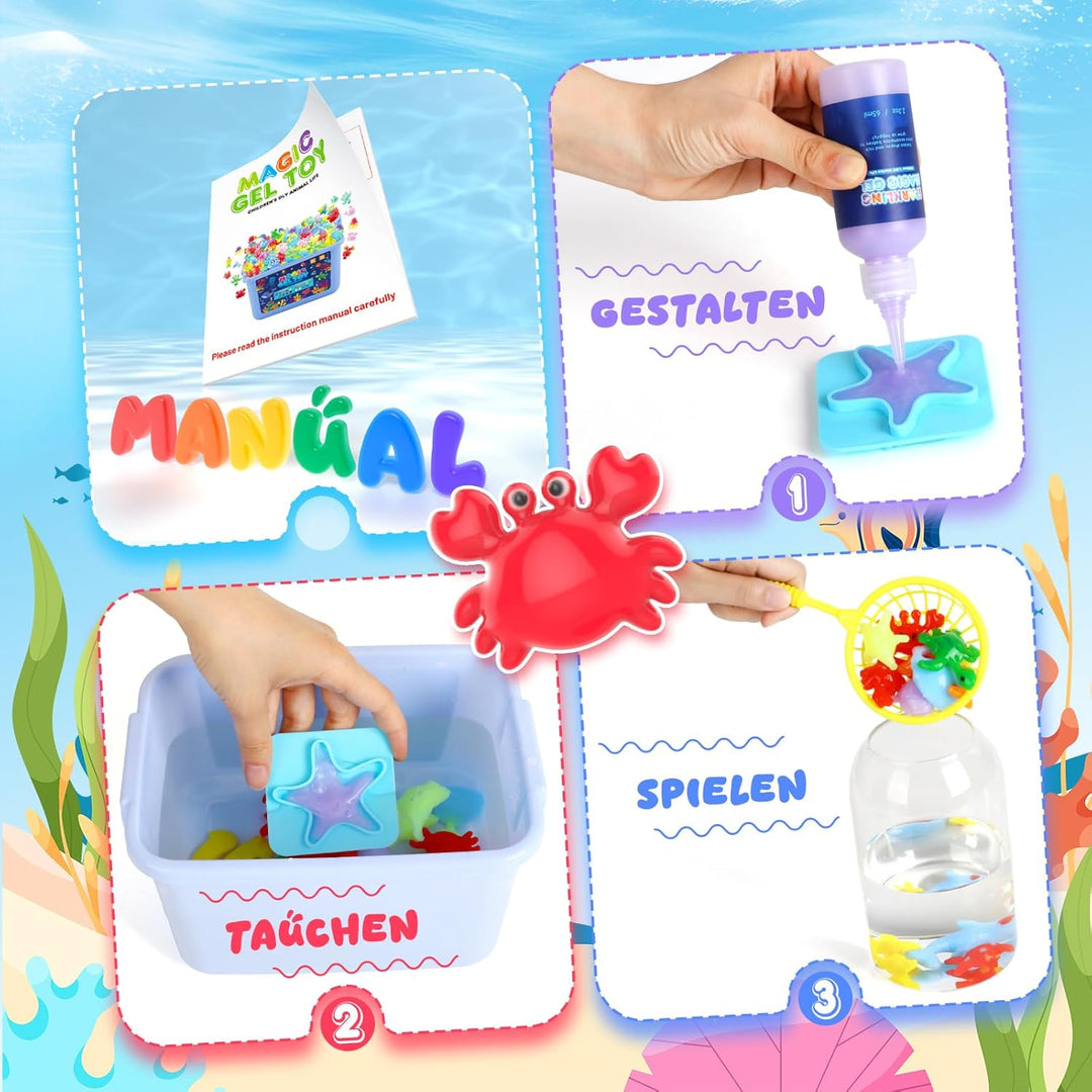 Hot Bee Wassergel Bastelset für Kinder 3-8 Jahre, Squishy selber machen Set mit 10 Gel-Flaschen & 8