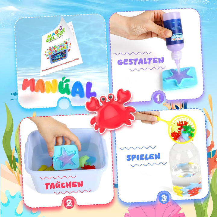 Hot Bee Wassergel Bastelset für Kinder 3-8 Jahre, Squishy selber machen Set mit 10 Gel-Flaschen & 8