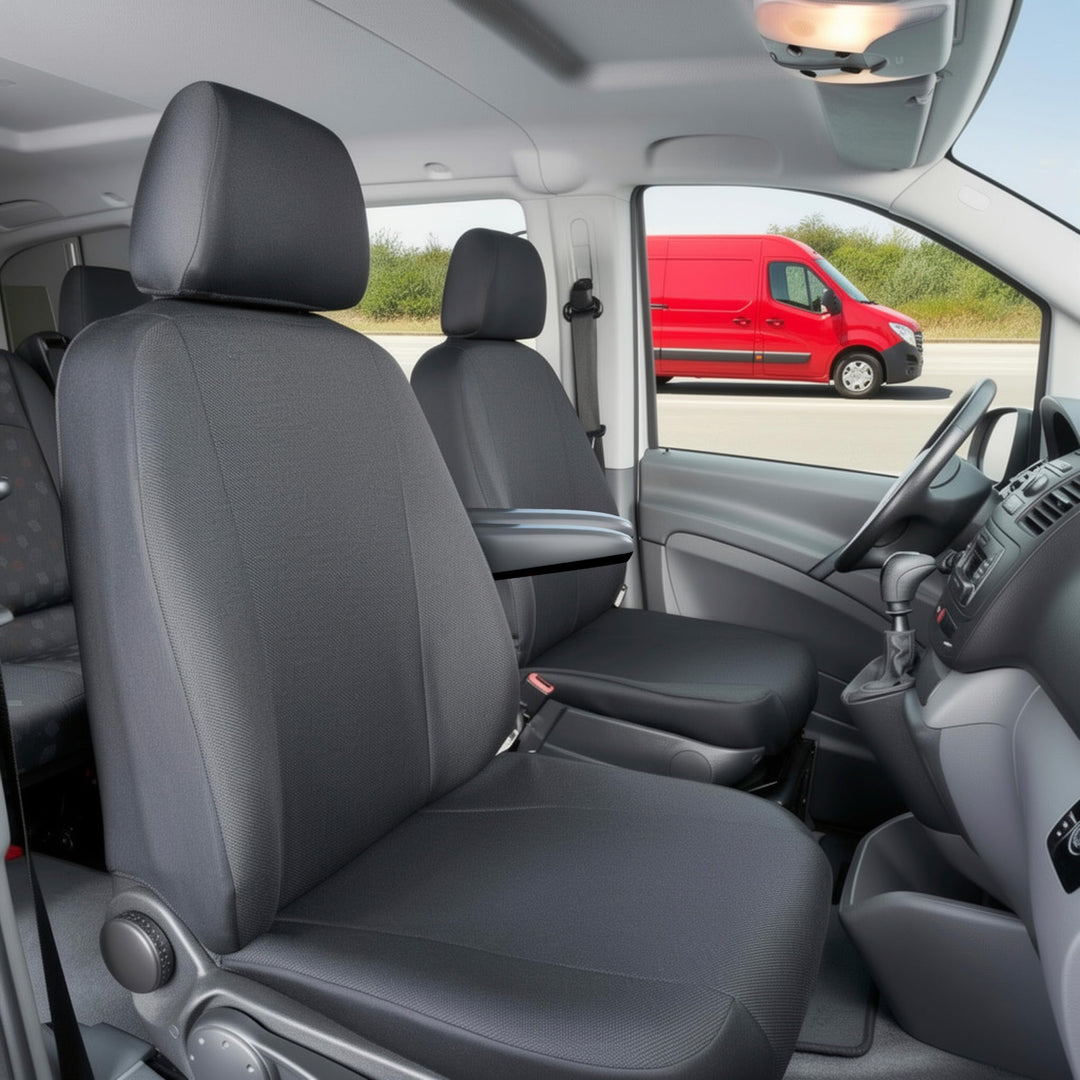 Walser Transporter Sitzbezüge Auto kompatibel mit Mercedes-Benz Vito/Viano, 2 Einzelsitze Armlehne i