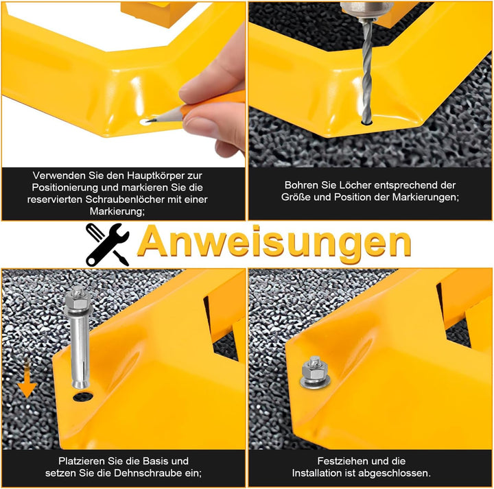 Sonnewelt 1xParksperre mit 4 Dehnschrauben, Parkplatzsperre mit 3 Schlüsseln, Klappbar Parkpfosten,