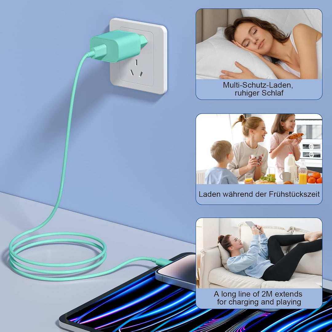 iPhone Ladekabel, [MFi-Zertifiziert] 2er 20W Pack iPhone Ladegerät Apple Ladekabel 2M,USBC Schnellla
