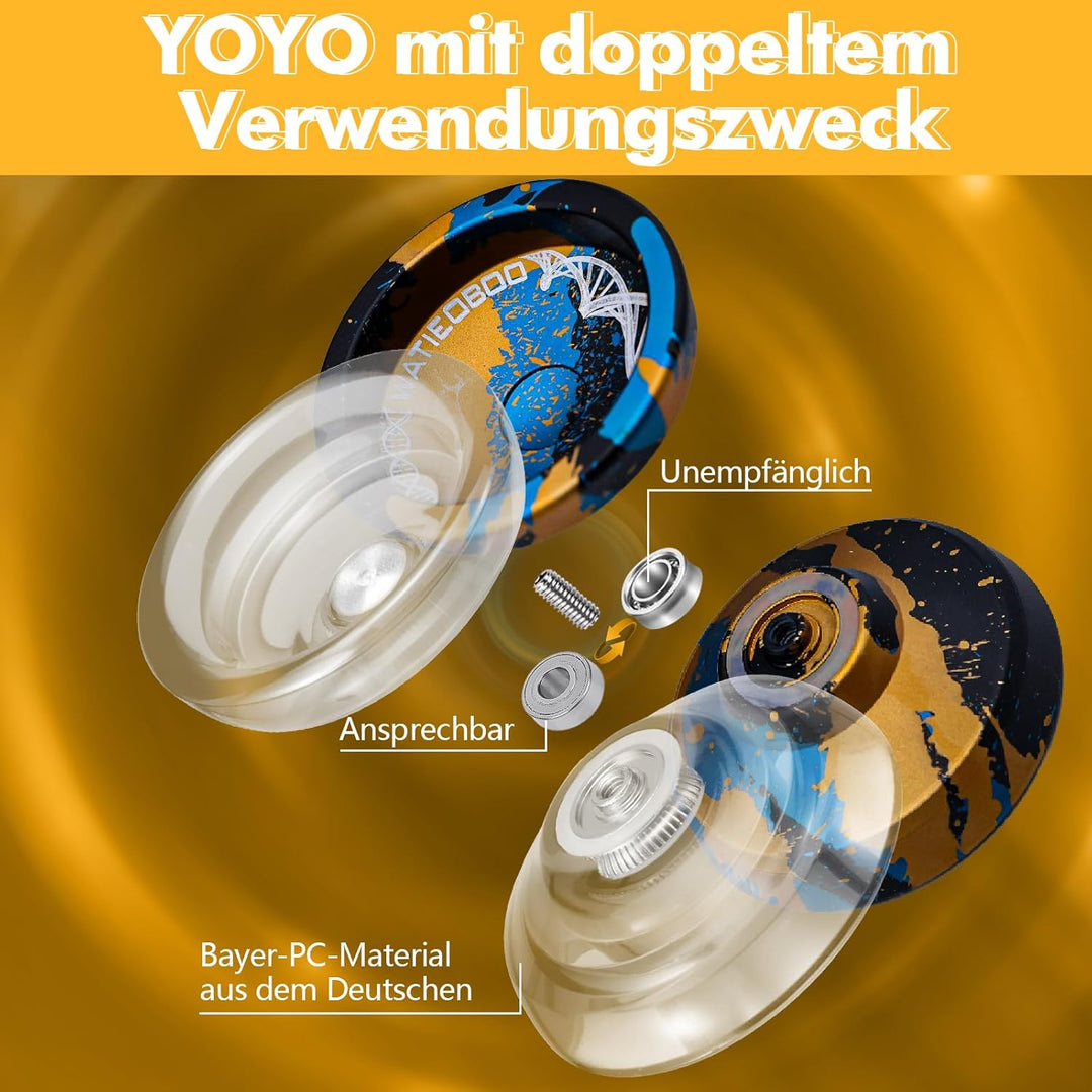 Watieoboo yoyo 2 Sets (Metall-JoJo + Kristall-JoJo), reaktives und Nicht reaktives JoJo, das Beste J