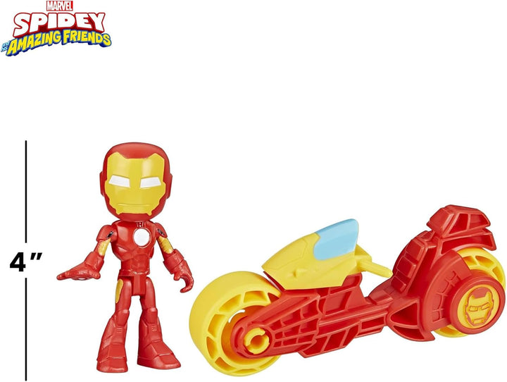 Marvel Spidey and His Amazing Friends, Iron Man Action-Figur & Spielzeug-Motorrad Spielset IRON MAN