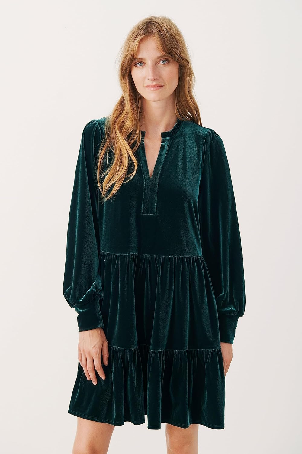Part Two Damen Damenkleid mit Langen Ärmeln, Über Knielänge, mit Flared, V-Notch Kleid M Green Gable