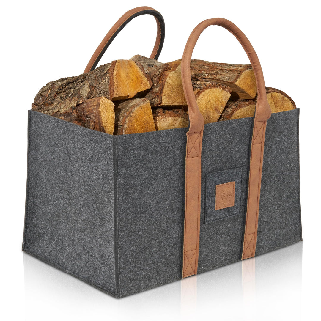 OAKAGE® Einkaufstasche Faltbar Filztasche Shopper Holzkorb für Kaminholz Gross Kaminholzkorb Filzkor