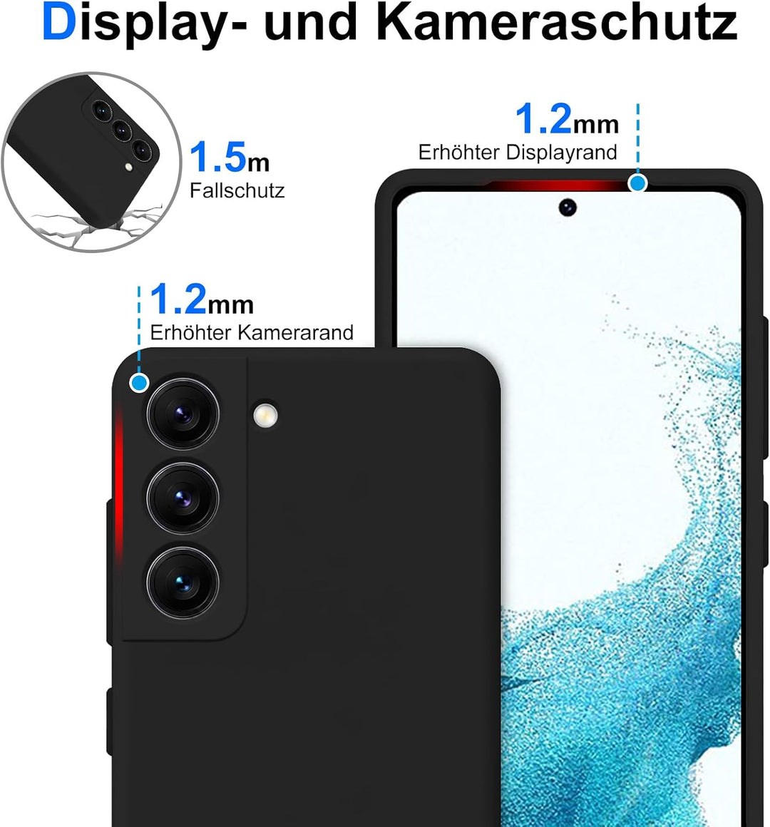 Handyhülle für Samsung Galaxy S22 Hülle [Material-Upgrade] Soft Silicone Case mit Mikrofaserfutter R