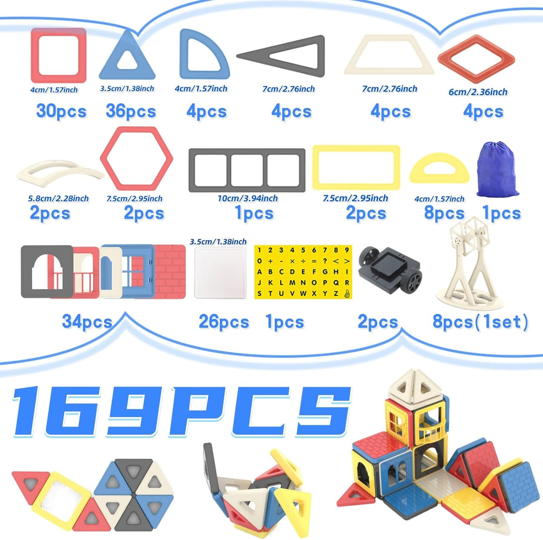 ASOK Mini Size 169PCS magnetisches Baustein-Set, pädagogisches STEM Konstruktionsspielzeug für Kinde