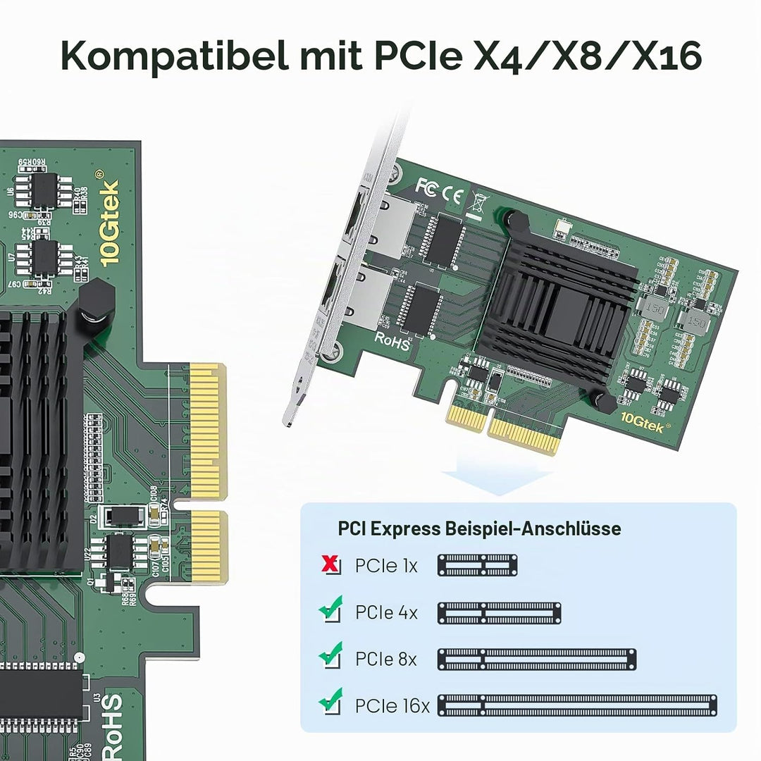10Gtek® 1G 1000Mbps Gigabit Ethernet Converged Network Adapter (NIC) mit Intel I350AM2 Controller |