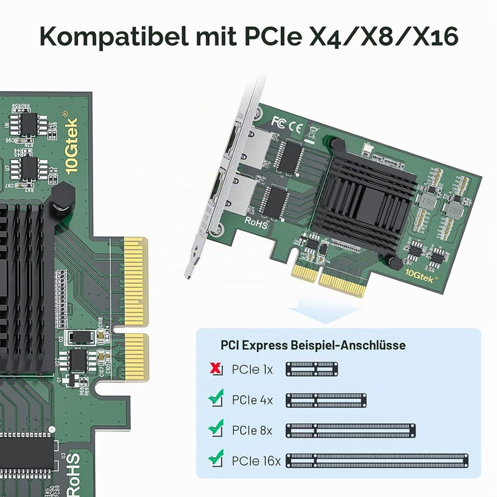 10Gtek® 1G 1000Mbps Gigabit Ethernet Converged Network Adapter (NIC) mit Intel I350AM2 Controller |