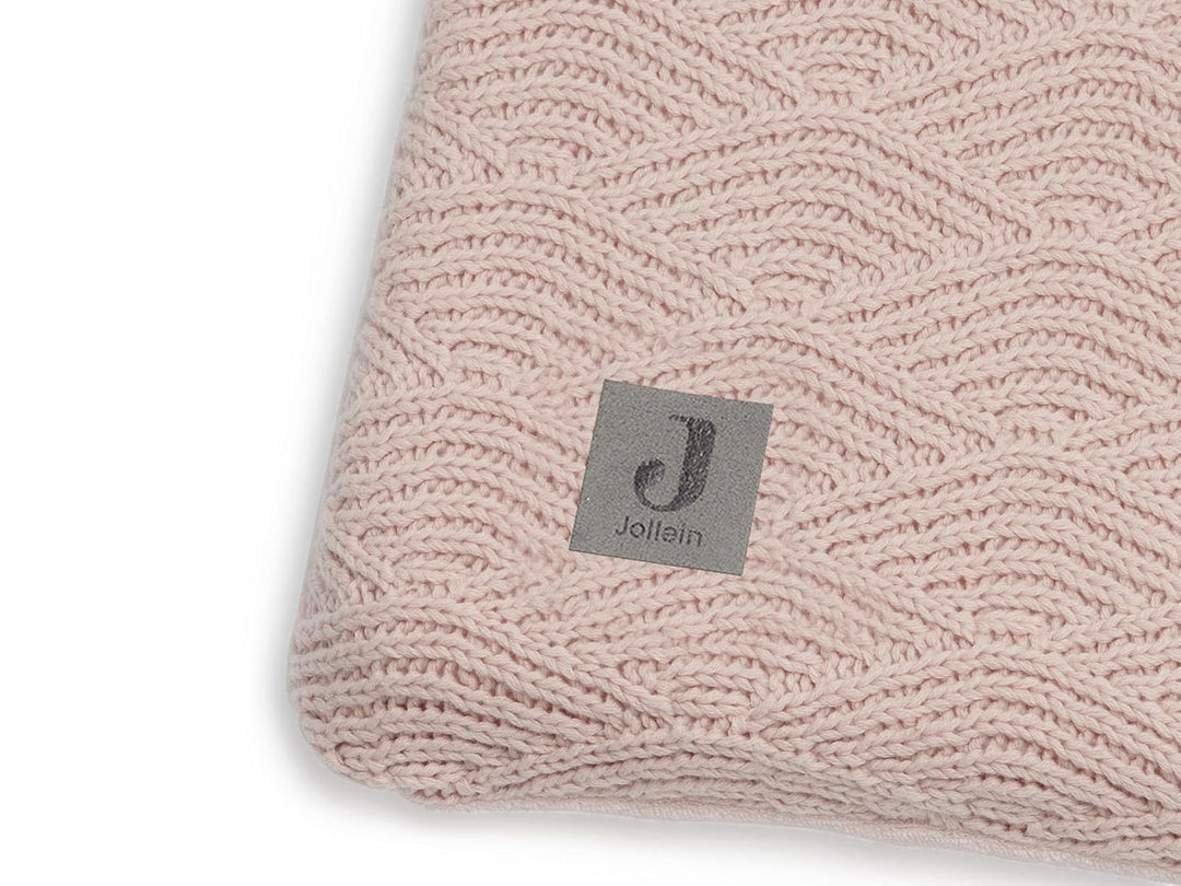 Jollein 022-546-65286 Strick Wickelhülle River Knit weich rosa 75x85 cm Pale Pink+75x85 cm 1 Stück (