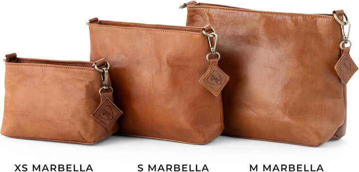Berliner Bags Vintage Schultertasche Marbella M, Umhängetasche aus Leder, Handtasche für Frauen - Br