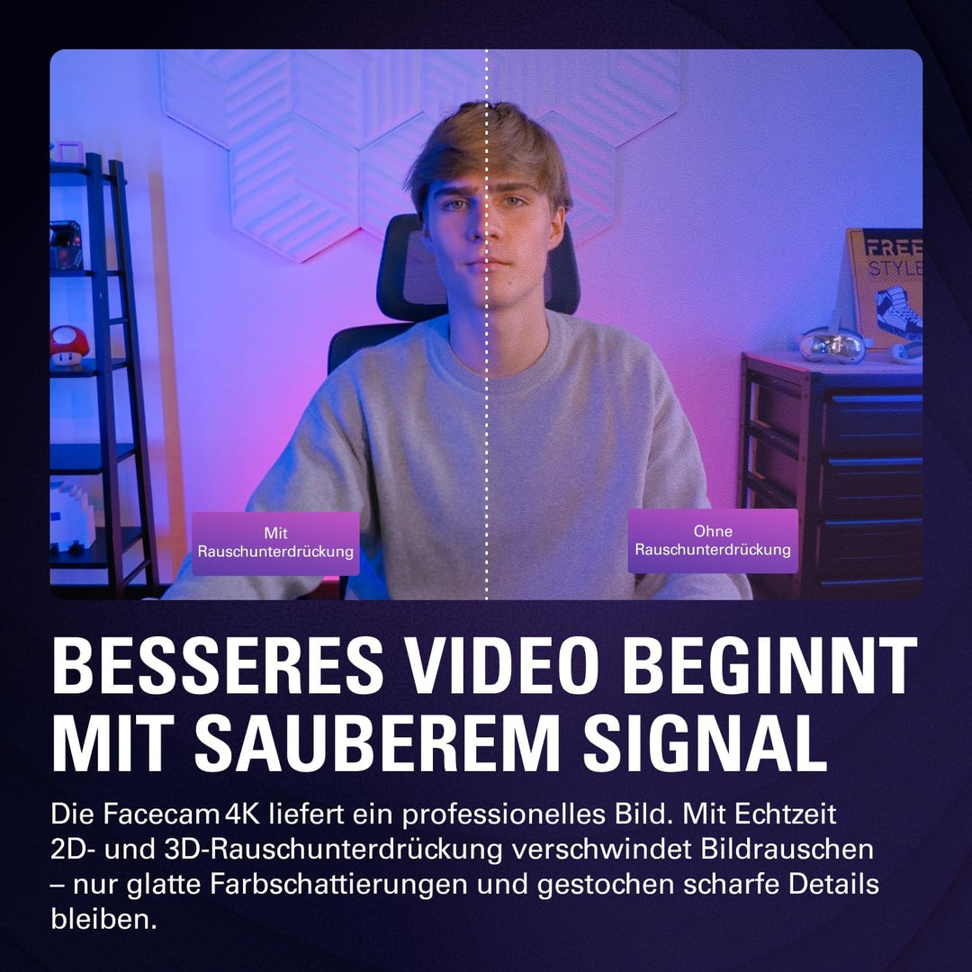 Elgato Facecam 4K - 4K60-Studio-Webcam,DSLR-vergleichbare Steuerung, cineastische Effekte, 49 mm-Obj