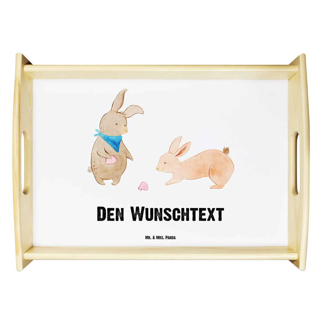 Mr. & Mrs. Panda Serviertablett Bedrucken Hasen Muschel - Personalisierte Geschenke, Muscheln, Stran