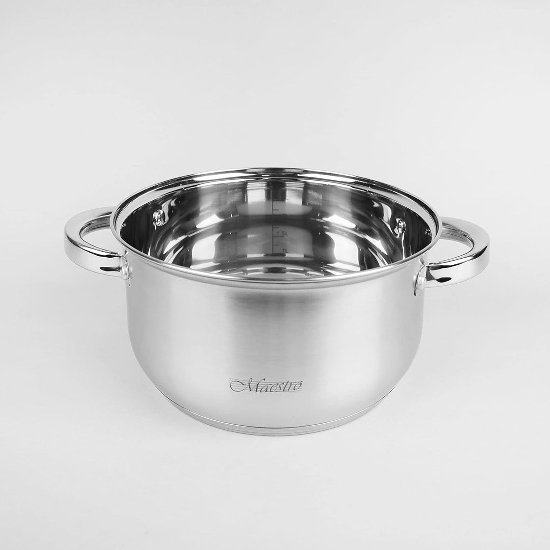 Maestro MR-2120-6L Kochtopf Set Edelstahl, 6-Teilig, Induktion, 3 Topfe, 3 Glasdeckel, Geeignet für
