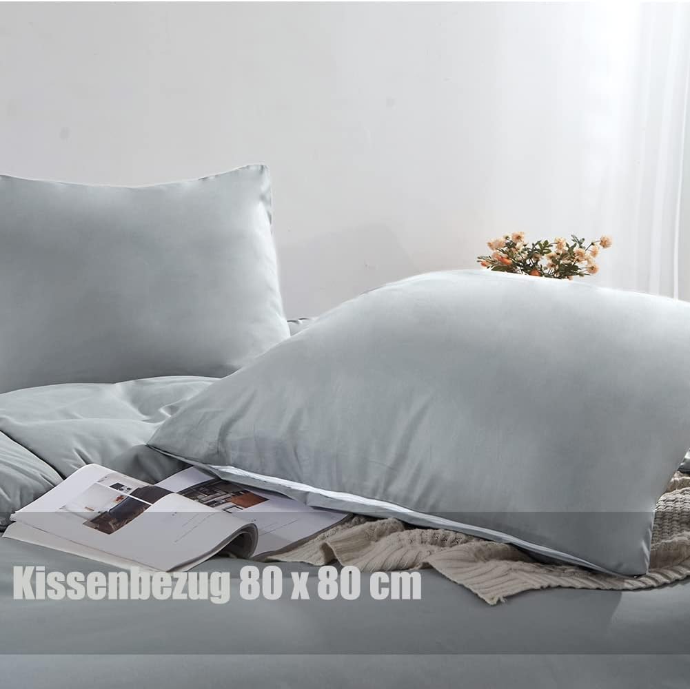 Soifox Bettwäsche 200x200 Grau bettwäsche-Sets aus Mikrofaser bügelfrei &amp; knitterfrei - Bettbezug 20