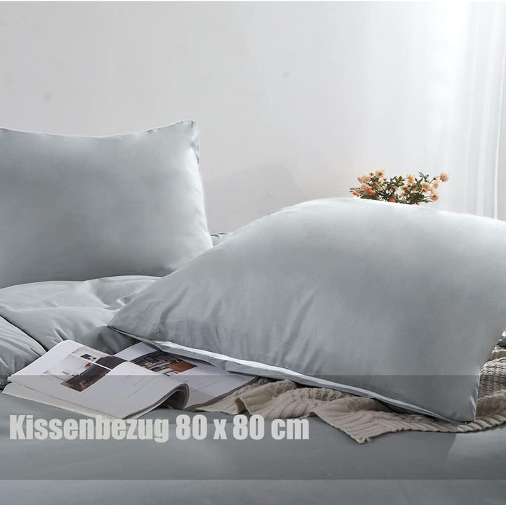 Soifox Bettwäsche 200x200 Grau bettwäsche-Sets aus Mikrofaser bügelfrei &amp; knitterfrei - Bettbezug 20