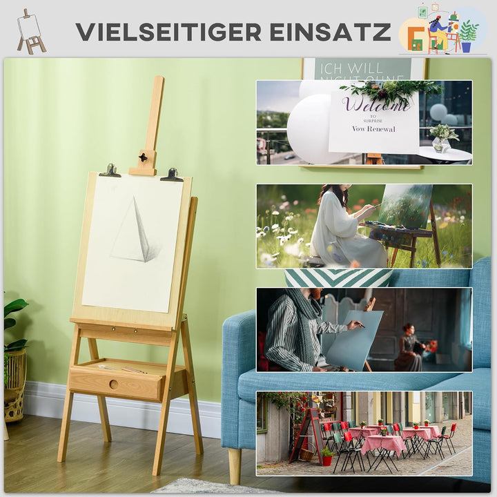 Vinsetto Staffelei Holz Gross 150-190 cm hoch Holzstaffelei für Leinwände bis 92 cm Leinwand Ständer