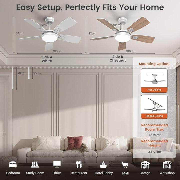 Deckenventilator mit Beleuchtung, Ø106cm App Steuerung & Fernbedienung Deckenventilatoren mit Licht