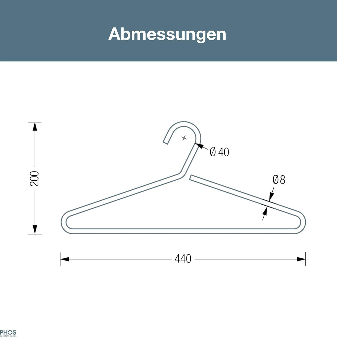 Kleiderbügel, massiver Edelstahl matt geschliffen, aus einem Stück gebogen und von Hand feinbearbeit