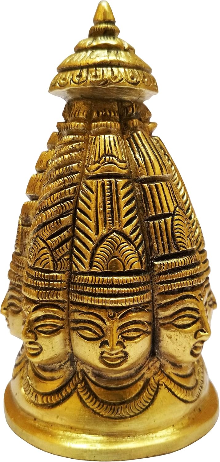 Purpledip Brass Idol Lord Shiva Stupa: Rare 8-face Omnipresent Siva Statue (11575) Einzigartige, Ein