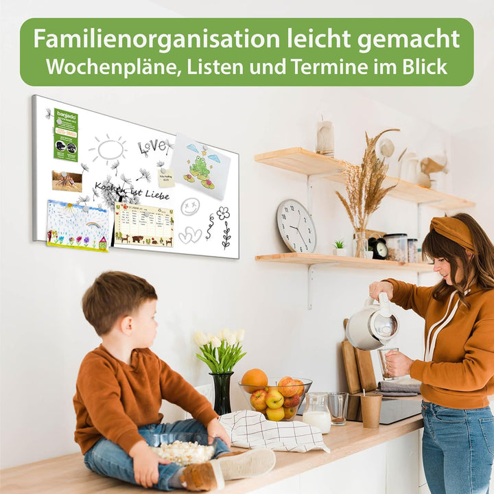 banjado Magnettafel Metall 78 x 37cm - beschreibbare Magnettafel - Metall Pinnwand als Memoboard - M