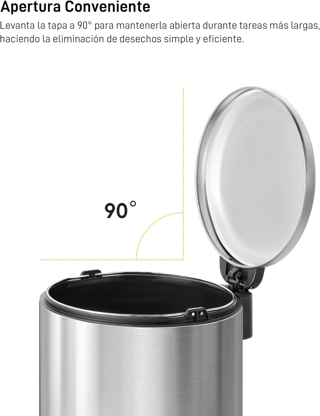 EKO Mülleimer für Badezimmer, Küche, 5 l, Edelstahl, Anti-Fingerabdruck, kompakter Mülleimer mit Ped