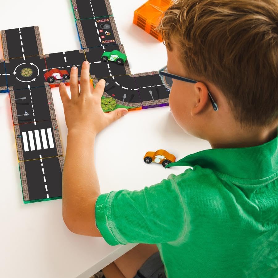 Coblo Magnetisches strassen 50 Stück - Magnetspielzeug - Geschenk 3 Jahre - Montessori-inspiriertes