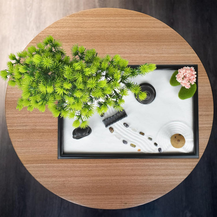 Artcome Japanischer Zen-Sandgarten für den Schreibtisch – Zuhause, Büro Schreibtischzubehör – Bambus
