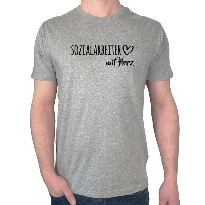 Herren T-Shirt Sozialarbeiter mit Herz Geschenk Oberteil Grösse S-3XL Bio Baumwolle Fairtrade Sozial