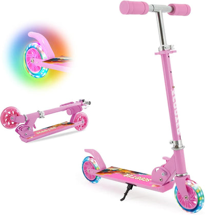 Hyiatyo Klappbarer Roller Kinder 6 Jahre mit LED Rädern, Kinder Scooter ab 3-10 Jahre, Faltbar Kinde