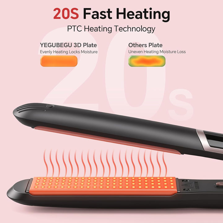 Glätteisen Locken und Glätten mit Quarz-Keramik, 14 Stufen (100-230°C)