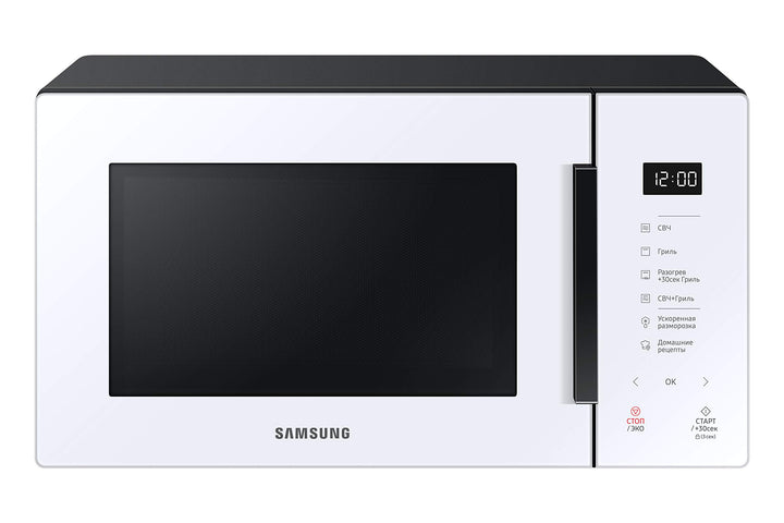 Samsung MG23T5018AW Mikrowelle, 23 Liter, 1100 W, automatisches Kochen und Home Dessert, Glass Desig