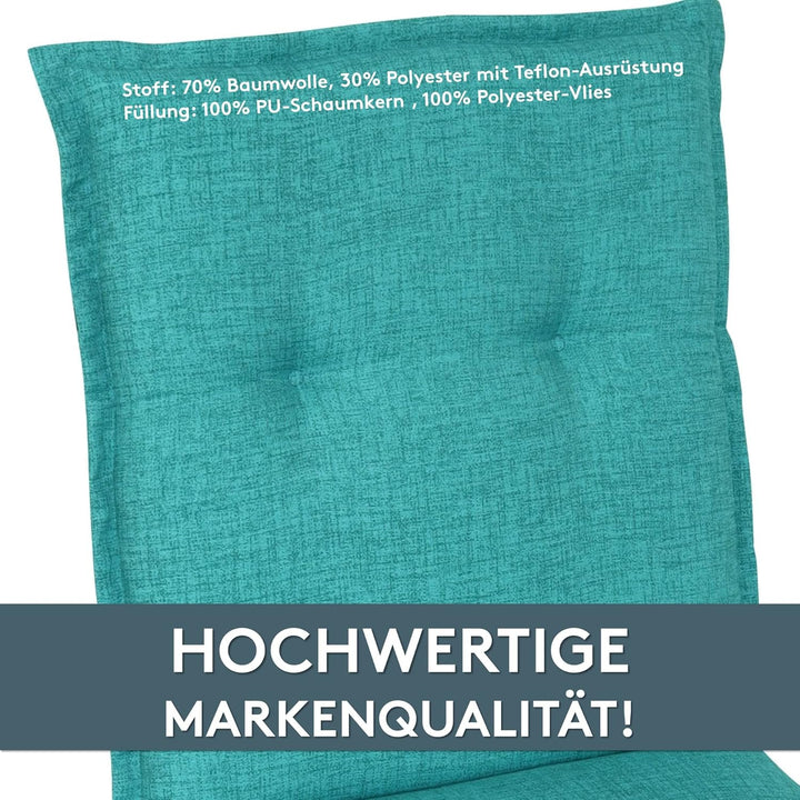 LILENO HOME Gartenstuhl Auflagen als [1er Set - Niedriglehner] in Aqua - Bequeme Liegen als Sitzaufl