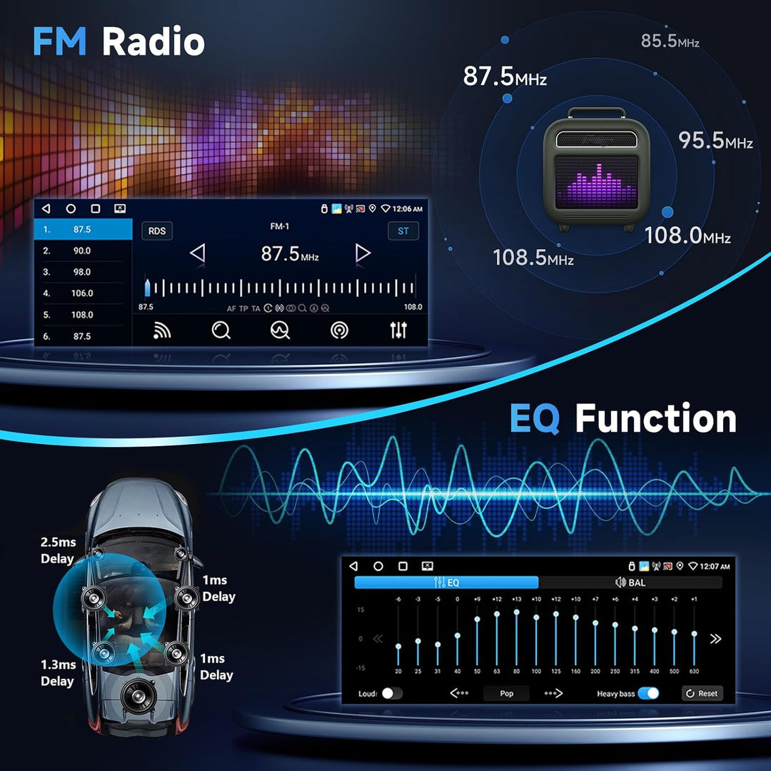 Inefala Android 15 Autoradio 1 Din mit drahtlosem CarPlay und Android Auto, 6,9 Zoll Auto Bildschirm